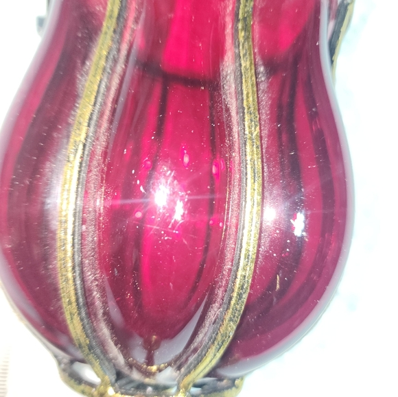 HURRICANE TALL 17" GOLDTONE CANDLESTICK CANDLE OR TEALIGHT HOLDER. HEAVY - Picture 5 of 12